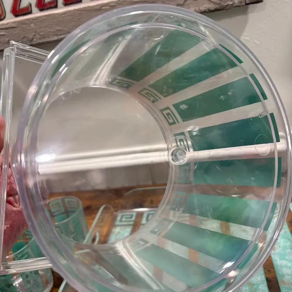 Vintage HJ Stotter Lucite Ice Bucket Tray Lowball Rocks Glass Set Grecian Boha